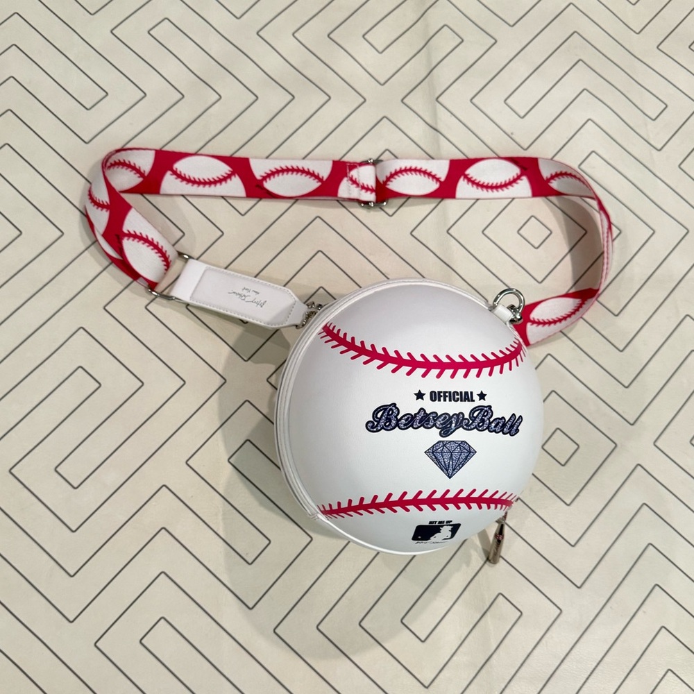 New Betsey Johnson Baseball Hit Me Up Crossbody Purse